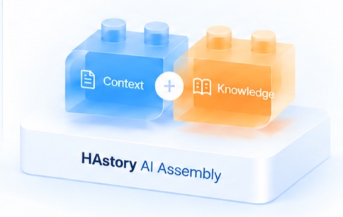 Context와 Knowledge 엔진 블록이 HAstory AI Assembly 위에서 결합된 모습